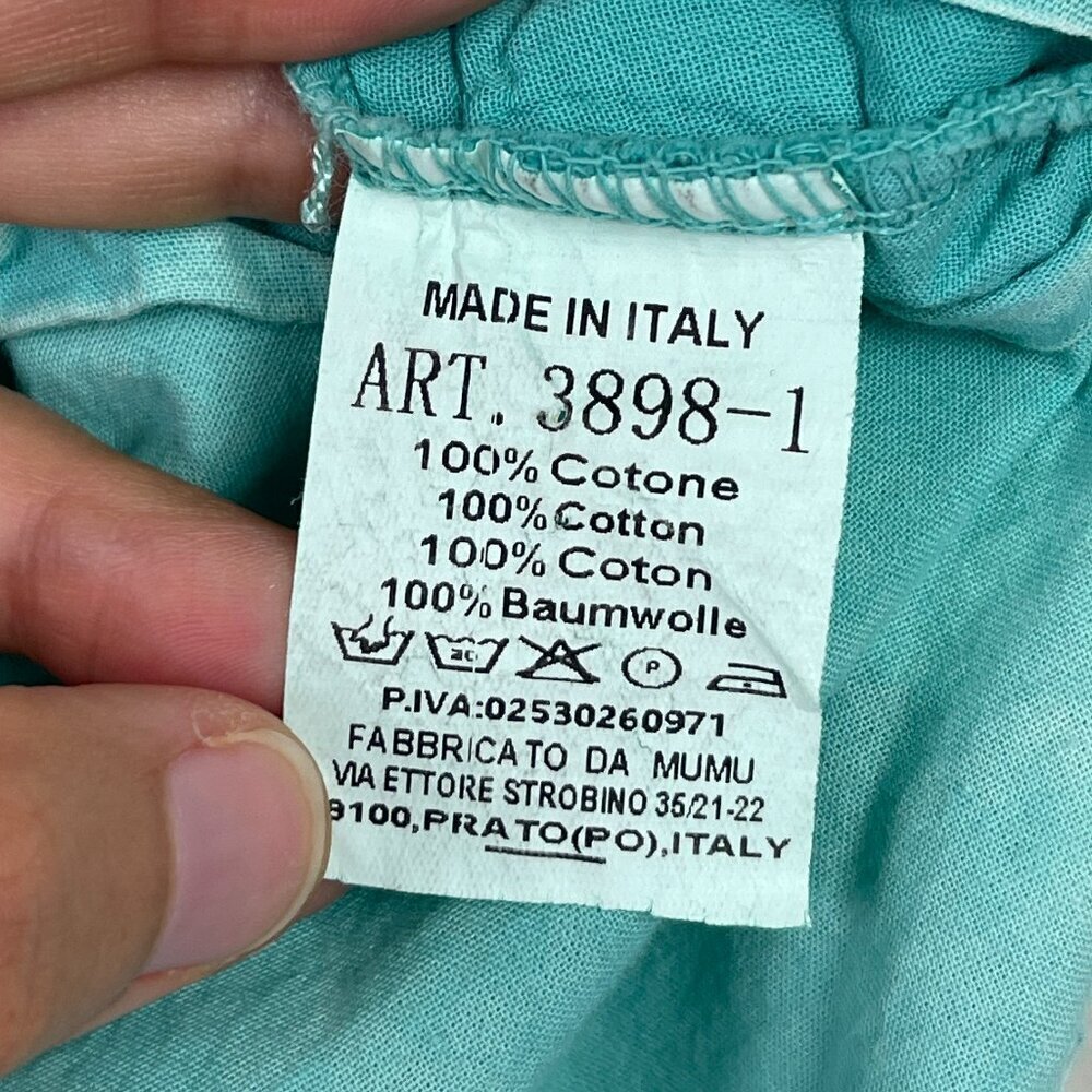 BRAND BAZAR TURQUOISE MADE IN ITALY BUTTON UP TOP - Picture 8 of 8